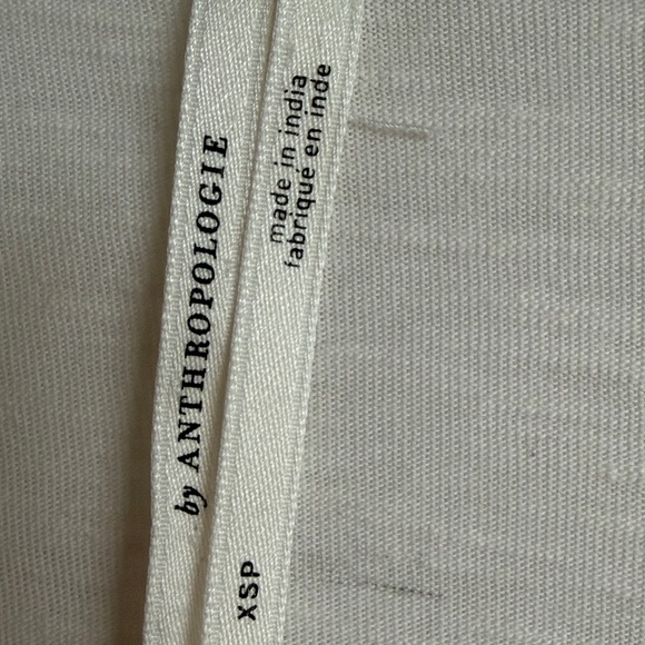 Anthropologie Ruffled V Neck Blouse Top Womens Size XSP Cream Long Sleeved - Picture 4 of 8